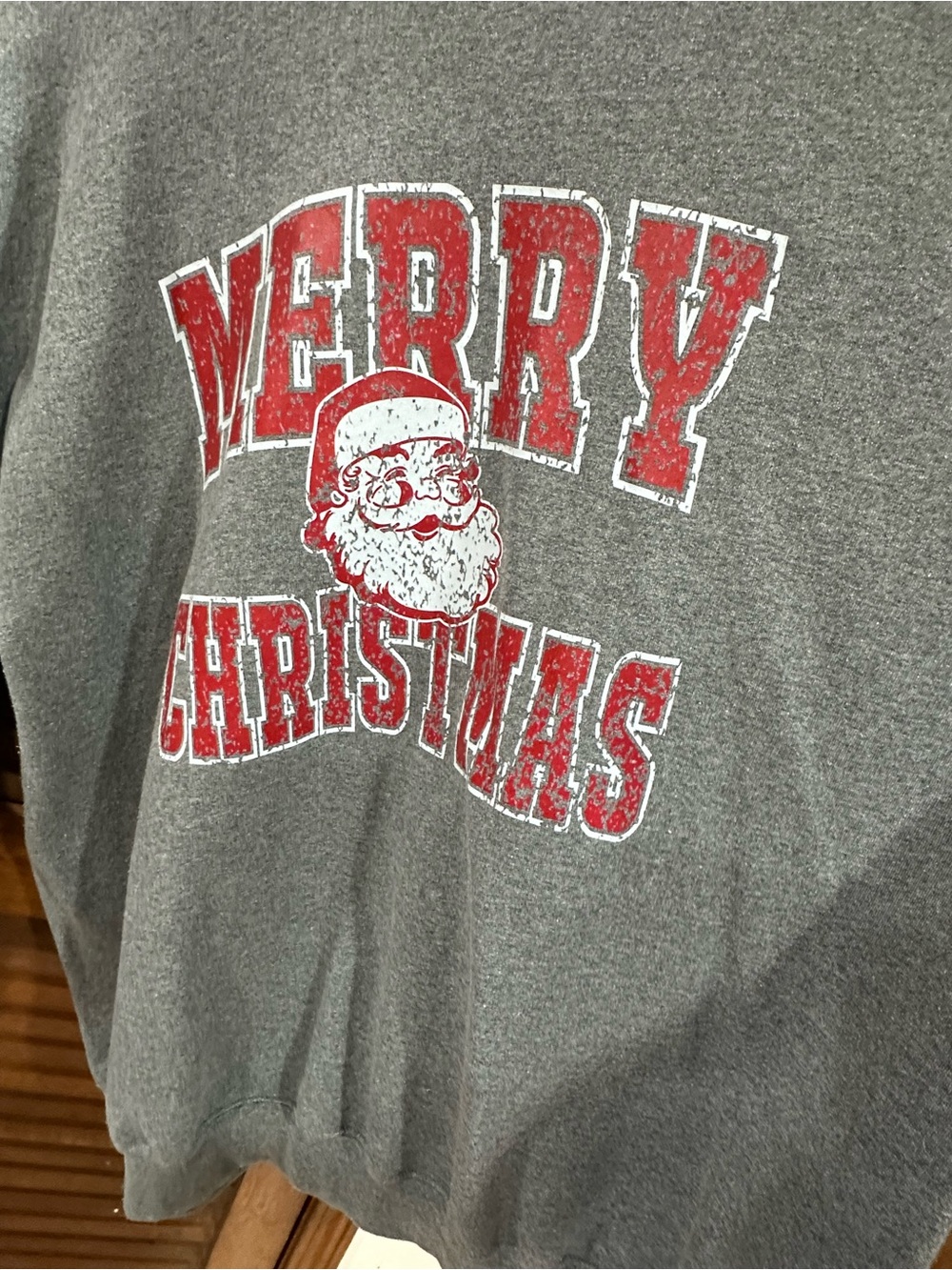 Gildan Gray Crewneck Sweater with Red 'Merry Christmas' Graphic